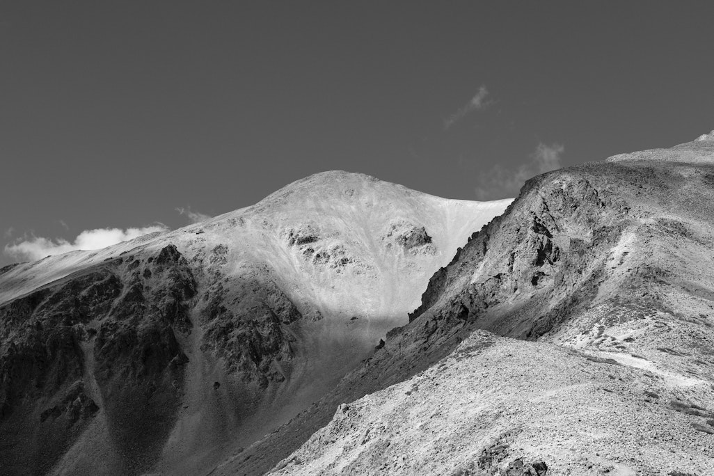 high contrast view of a mountain peak, Redcloud Peak