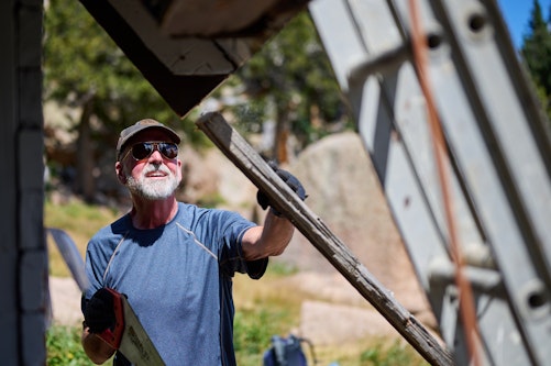 A photo essay about the repair of the A-Frame shelter on Barr Trail, Pikes Peak.