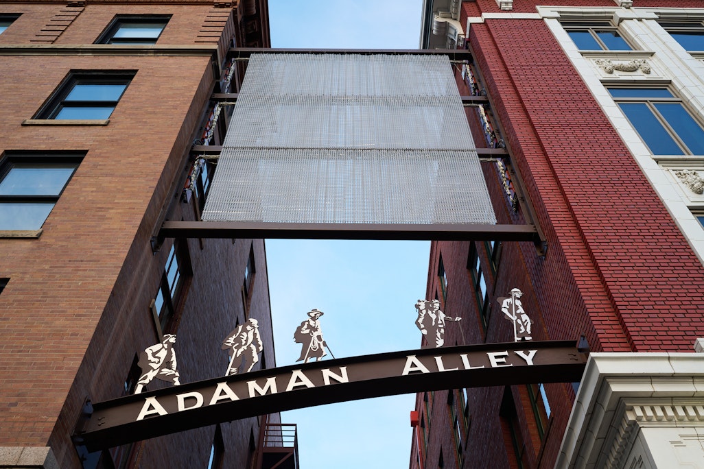 a wide view of the entrance to AdAmAn Alley